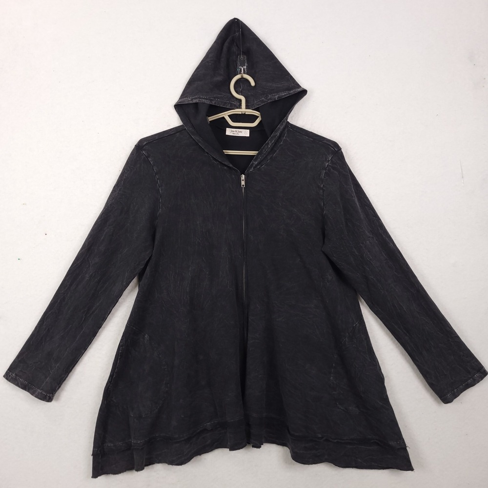 Jess & Jane Hoodie Large Mineral Wash A-Line Gothic Boho Minimalist Casual